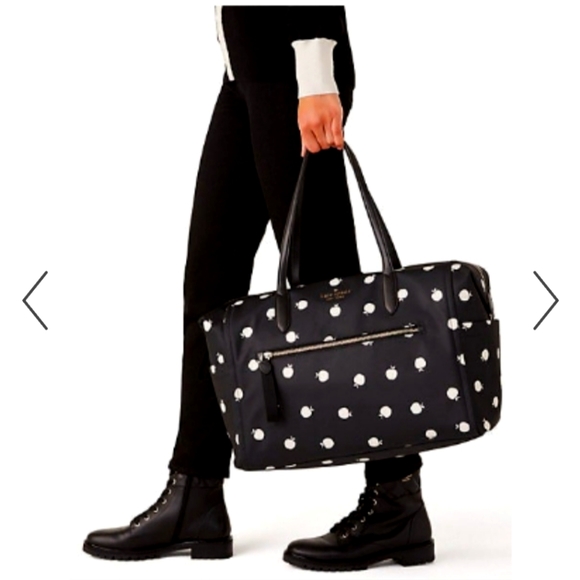 kate spade Handbags - Kate Spade Chelsea Nylon Travel Weekender Duffel Bag White Apple